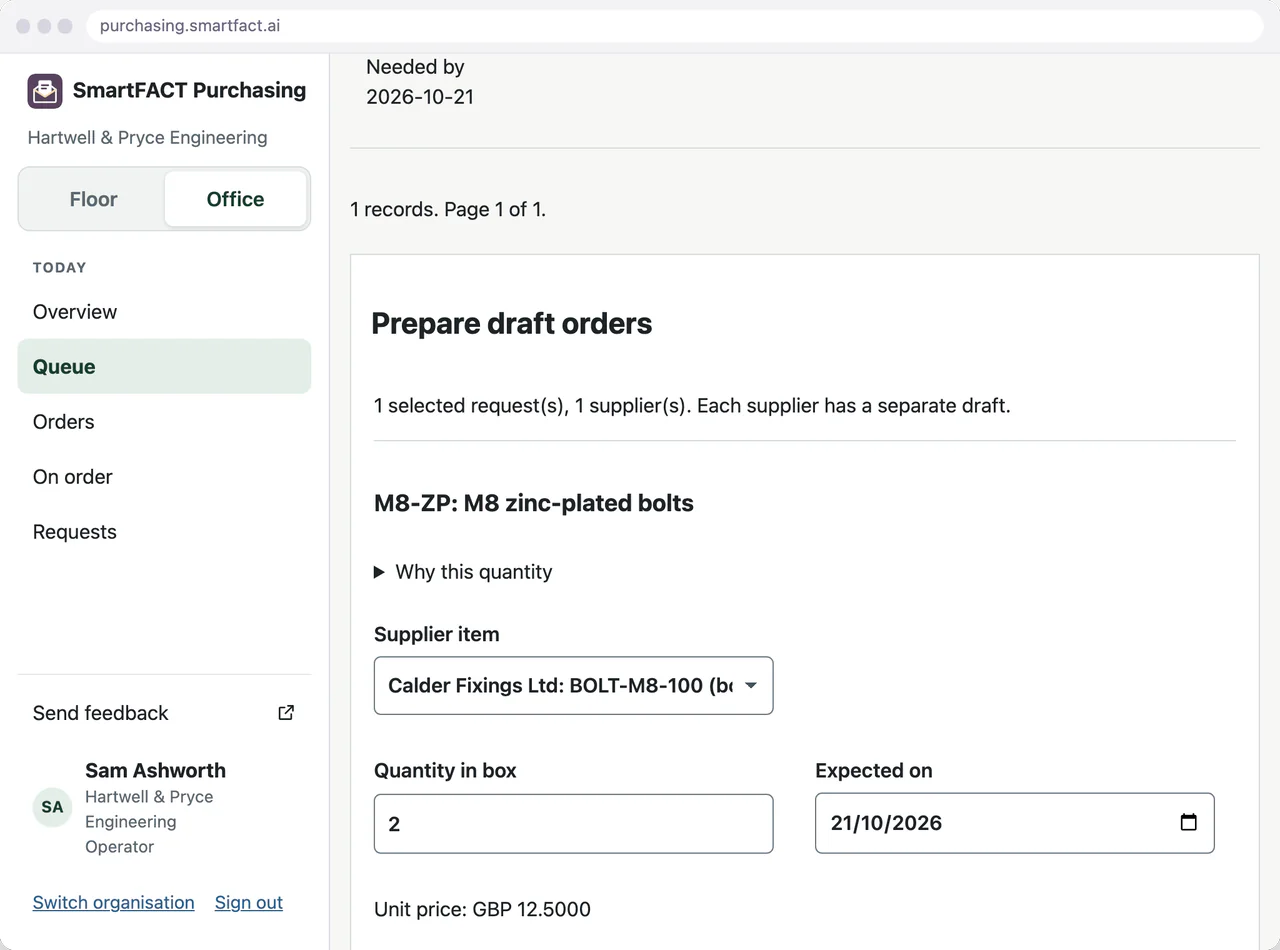Start with a purchase request