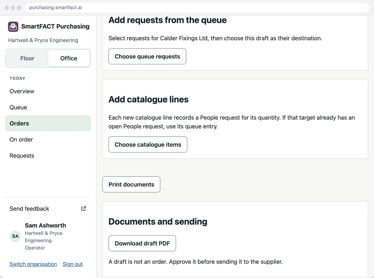 Turn requests into a draft order